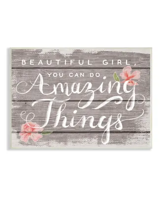 Stupell Industries Beautiful Girl Inspirational Kids Flower Word Design Wall Plaque Art, 13" x 19" - Multi