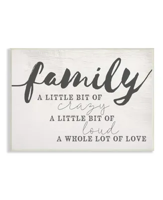 Stupell Industries Family Crazy Loud Love Inspirational Word Design Wall Plaque Art, 10" x 15" - Multi