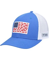 Men's Royal and White Pfg Fish Flag Coolmax Trucker Snapback Hat