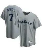 Men's Mickey Mantle Gray New York Yankees Road Cooperstown Collection Player Jersey