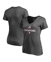 Women's Heather Charcoal Atlanta Braves 2021 World Series Champions V-Neck T-Shirt