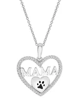 Diamond Dog Mama Heart Pendant Necklace (1/6 ct. tw) in Sterling Silver