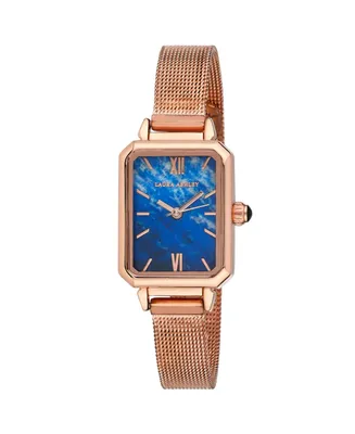 Laura Ashley Women's Lapis Dial Rose Gold-tone Mesh Alloy Band Watch 22mm