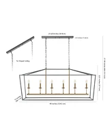 Pagoda Linear 6-Bulb Classic Traditional Led Pendant