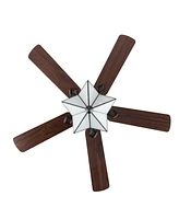 Moravia 5-Light Farmhouse Rustic Iron Star Shade Led Ceiling Fan with Remote