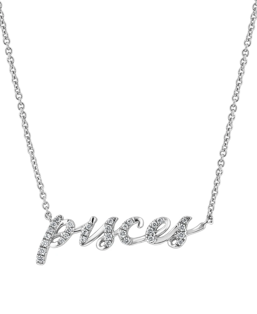 Effy Diamond Zodiac Pisces 18" Pendant Necklace (1/10 ct. t.w.) in Sterling Silver