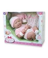 La Newborn Nursery 14" Smiling Baby Doll 8 Pcs Pink Gift Set - Smiling Face