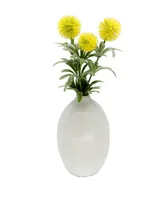 11" Artificial Pom Pom in Ceramic Vase