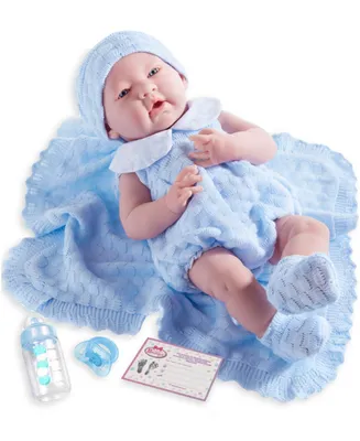La Newborn 15" Real Boy Baby Doll Blue Knit Outfit - Knit Outfit
