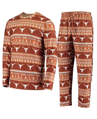 Men's Texas Orange Texas Longhorns Ugly Sweater Knit Long Sleeve Top and Pant Set