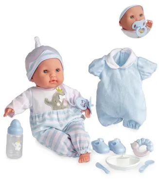 JC Toys Lil Cutesies 9 All Vinyl Baby Doll Feeding Time Gift Set| Posable  and Washable | Removable Outfit | High Chair and Feeding Accessories Ages