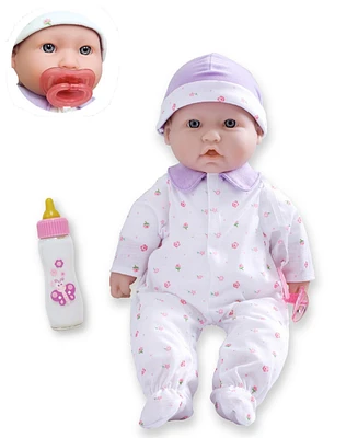 La Baby Caucasian 16" Soft Body Baby Doll Purple Outfit