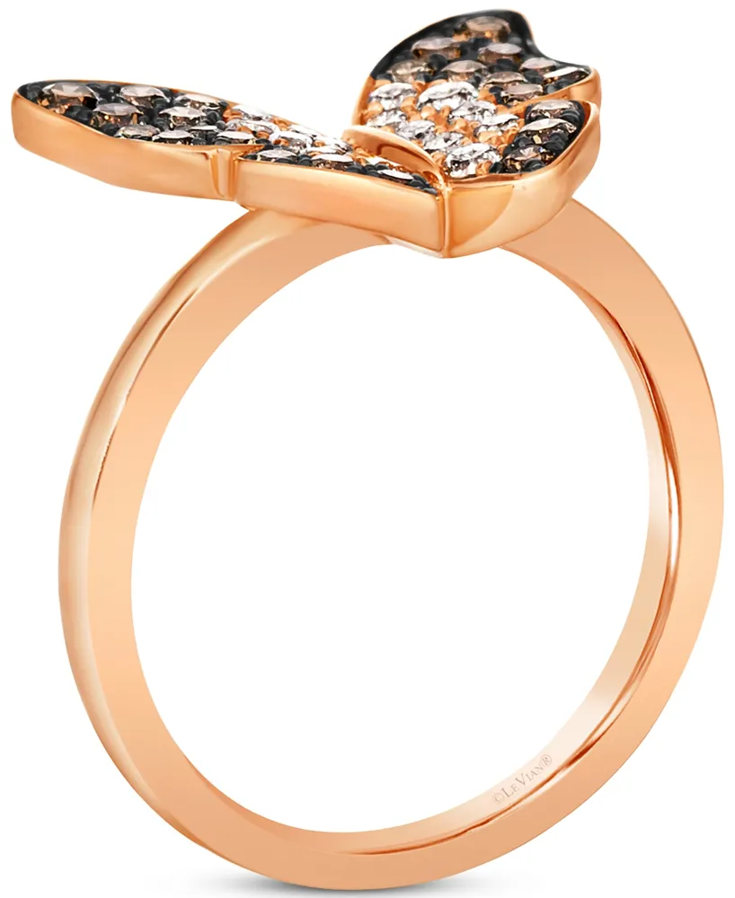 Le Vian Ombre Diamond (5/8 ct. t.w.) & Vanilla Diamond (1/10 ct. t.w.) Butterfly Ring in 14k Rose Gold