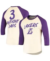 Men's Anthony Davis Cream, Purple Los Angeles Lakers Raglan 3/4 Sleeve T-shirt