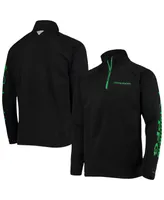 Men's Black Oregon Ducks Terminal Tackle Fleece Raglan Omni-Shade Quarter-Zip Jacket