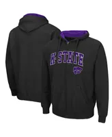 Men's Black Kansas State Wildcats Arch Logo 3.0 Full-Zip Hoodie