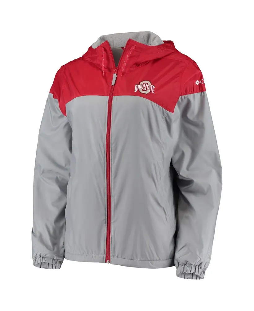 Women's Scarlet, Gray Ohio State Buckeyes Flash Forward Lined Full-Zip Windbreaker Hoodie Jacket