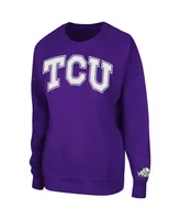 Women's Purple Tcu Horned Frogs Campanile Pullover Sweatshirt