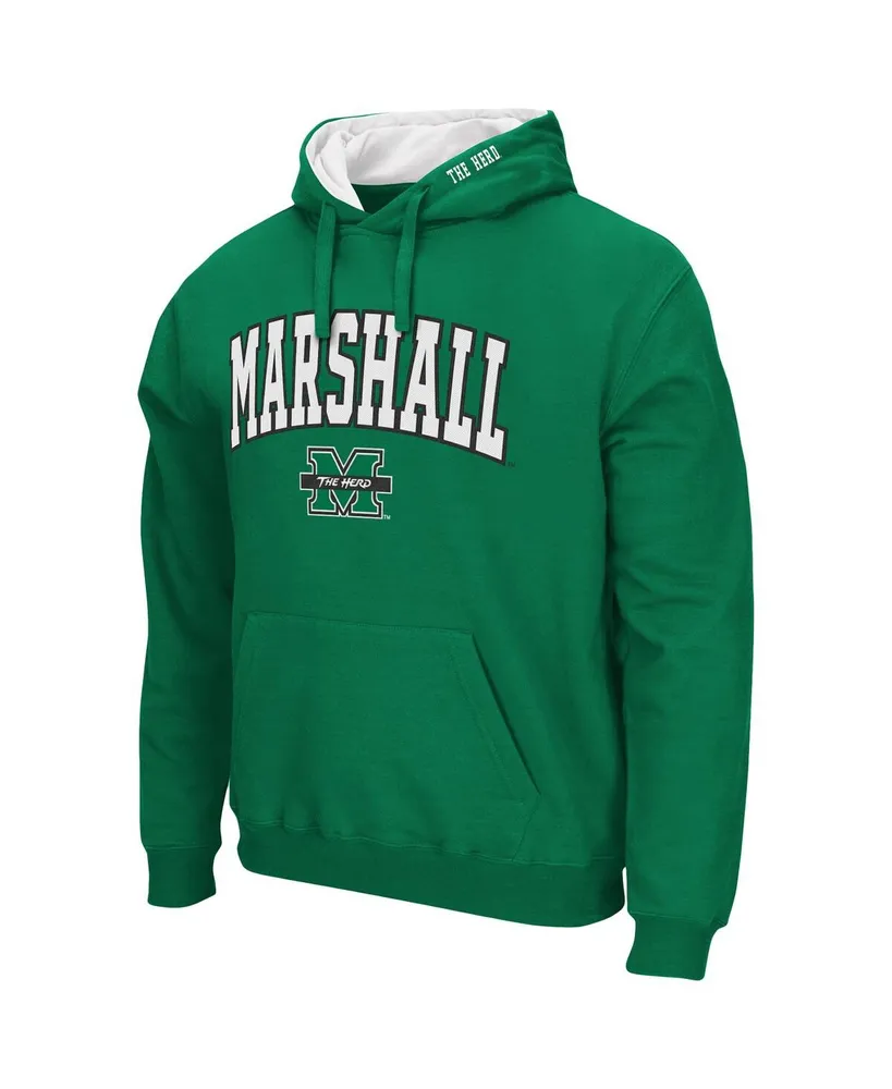 Men's Kelly Green Marshall Thundering Herd Arch and Logo Pullover Hoodie