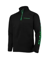 Men's Black Oregon Ducks Terminal Tackle Fleece Raglan Omni-Shade Quarter-Zip Jacket