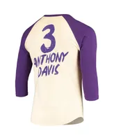 Men's Anthony Davis Cream, Purple Los Angeles Lakers Raglan 3/4 Sleeve T-shirt