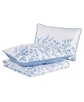 Laura Ashley Flora Cotton Reversible Piece Quilt Set
