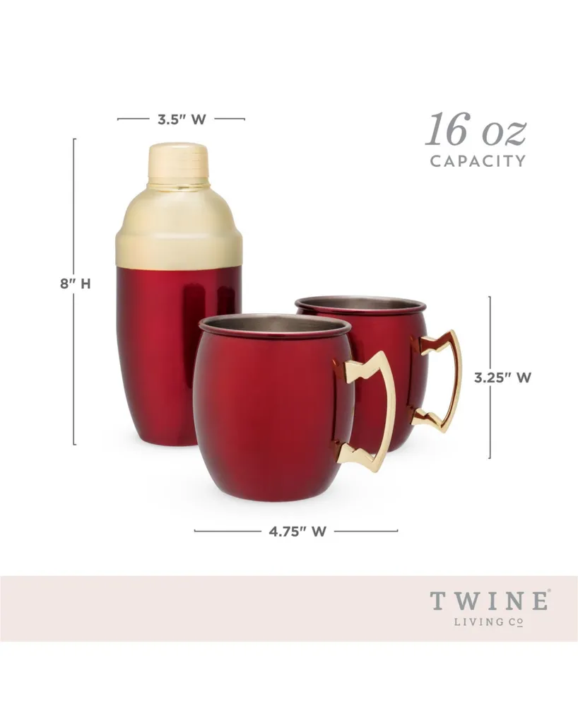 Twine Moscow Mule Mug and Cocktail Shaker, Set of 3