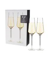 Viski Raye Angled Crystal Champagne Flutes, Set of 2, 8 Oz