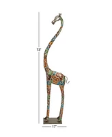 Eclectic Metal Giraffe Sculpture, 73" x 17"