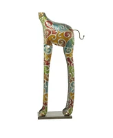 Eclectic Metal Giraffe Sculpture, 73" x 17"