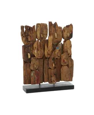 Teak Wood Natural Abstract Sculpture, 16" x 13"