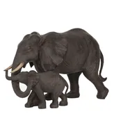 Dark Eclectic Resin Elephant Sculpture, 9" x 14"