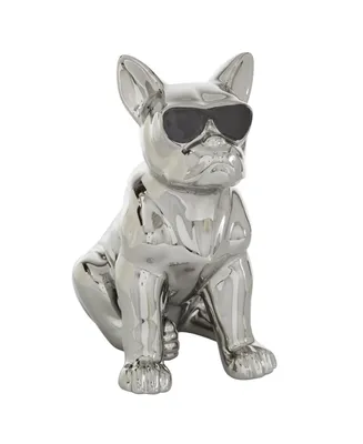 CosmoLiving by Cosmopolitan Ceramic Glam Dog Sculpture, 12" x 6" - Silver