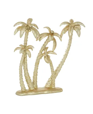 Polyresin Coastal Palm Tree Sculpture, 16" x 15" - Gold