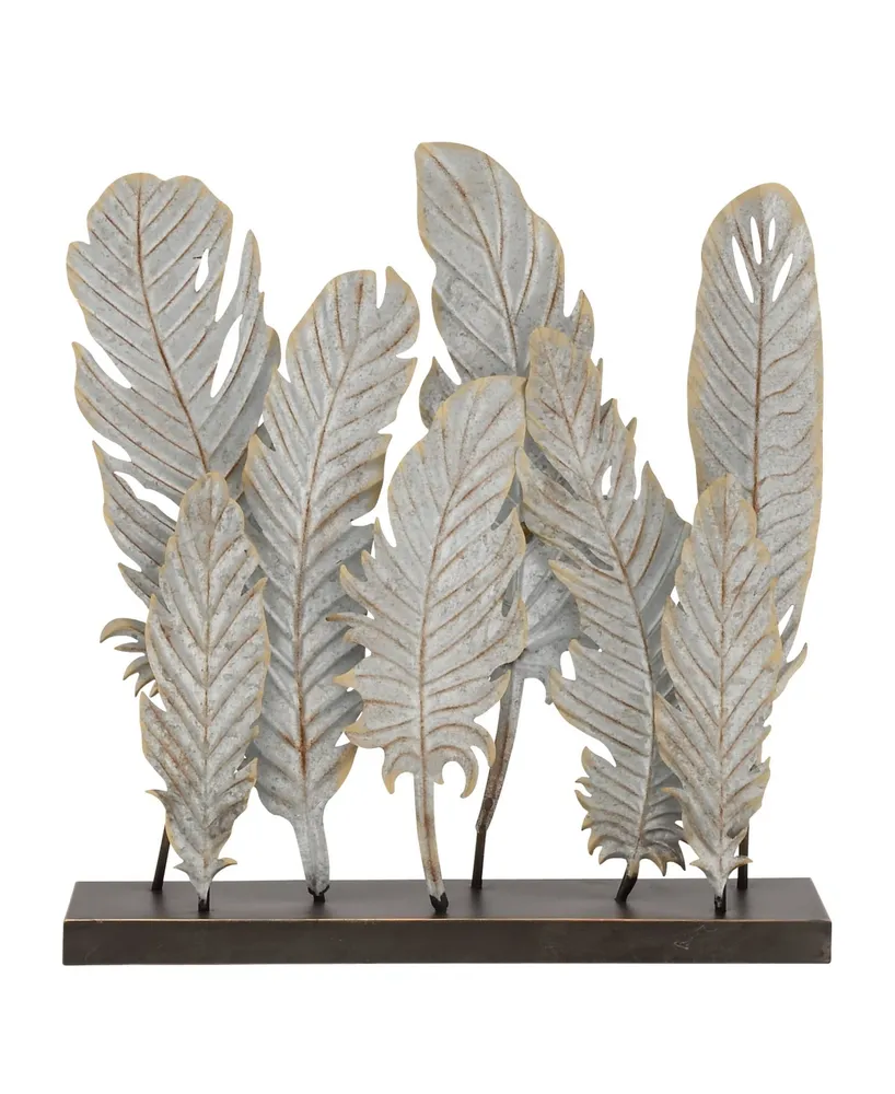 Metal Contemporary Feather Sculpture, 21" x 20"