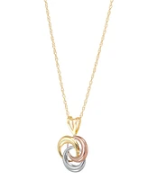 Tricolor Love Knot 18" Pendant Necklace in 10k Yellow, White & Rose Gold