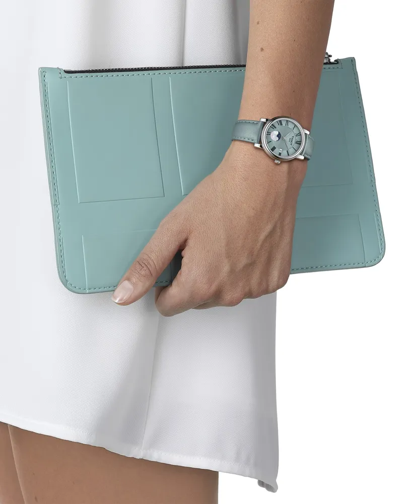 Tissot Women's Carson Premium Lady Moonphase Blue Leather Strap Watch 32mm