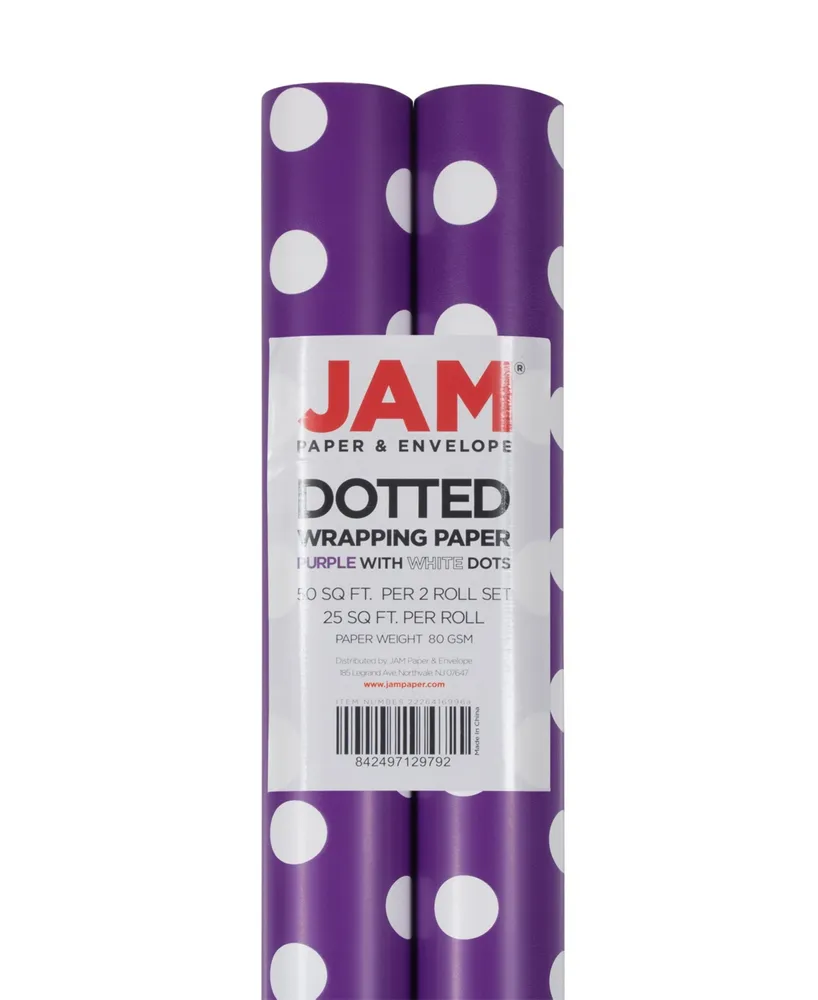 Jam Paper Gift Wrap 50 Square Feet Polka Dot Wrapping Paper Rolls, Pack of 2