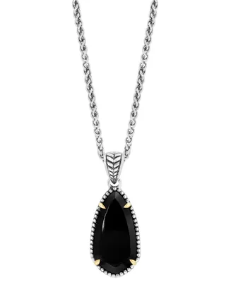 Effy Onyx Elongated Teardrop 18" Pendant Necklace in Sterling Silver & 18k Gold