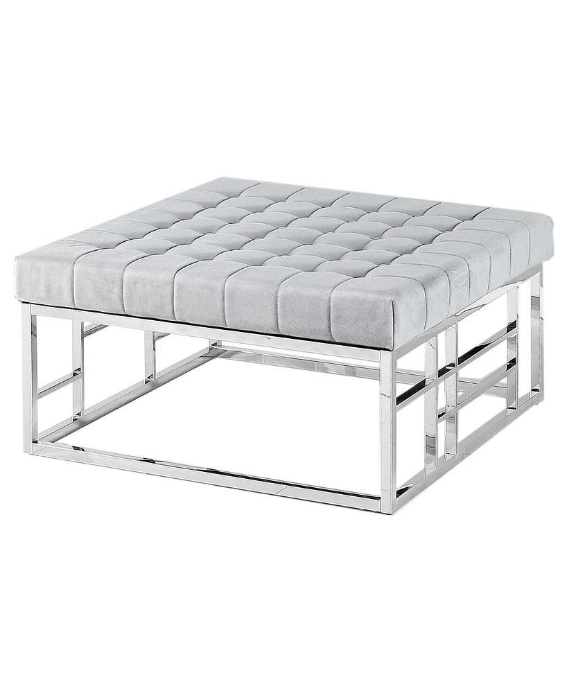 Square Accent Ottoman - Silver