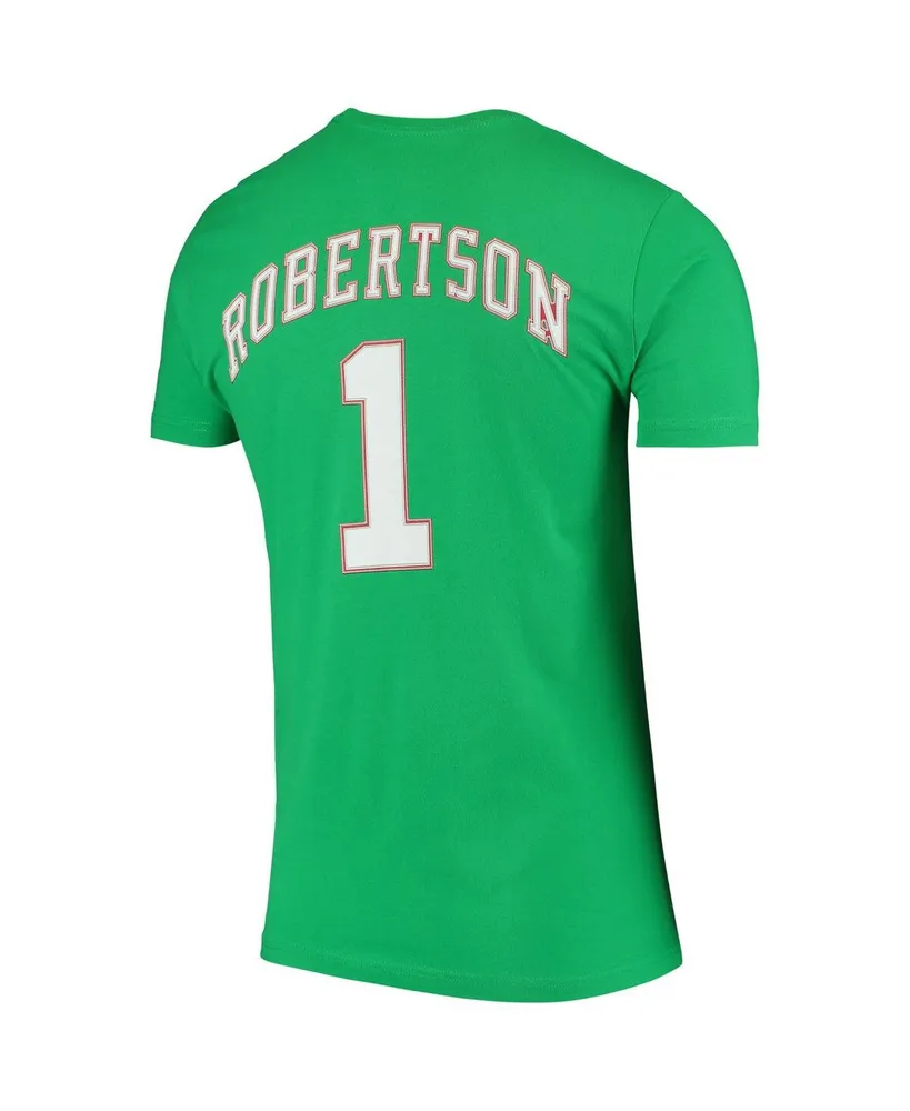 Men's Oscar Robertson Green Milwaukee Bucks Hardwood Classics Stitch Name and Number T-shirt