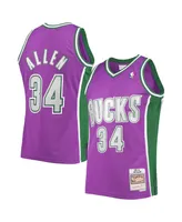 Men's Mitchell & Ness Ray Allen Purple Milwaukee Bucks Hardwood Classics Swingman Jersey