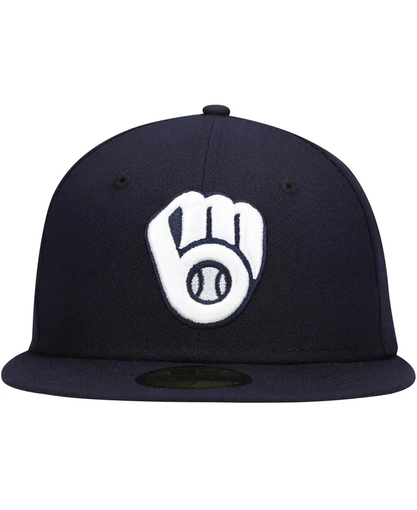 Men's Navy Milwaukee Brewers Logo White 59FIFTY Fitted Hat