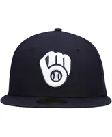 Men's Navy Milwaukee Brewers Logo White 59FIFTY Fitted Hat