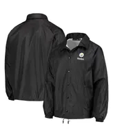 Men's Black Pittsburgh Steelers Coaches Classic Raglan Full-Snap Windbreaker Jacket