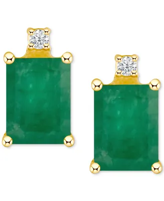 Ruby (1-3/8 ct. t.w.) & Diamond Accent Stud Earrings 14k Gold (Also Emerald, Tanzanite, Sapphire)