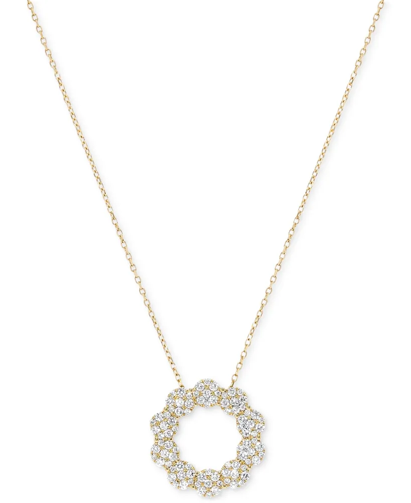 Diamond Circle Cluster 18" Pendant Necklace (1/2 ct. t.w.) in 14k Gold