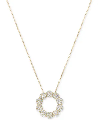 Diamond Circle Cluster 18" Pendant Necklace (1/2 ct. t.w.) in 14k Gold