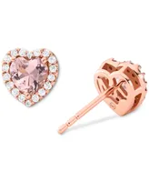 Michael Kors 14k Rose Gold-Plated Sterling Silver Crystal Heart Halo Drop Earrings