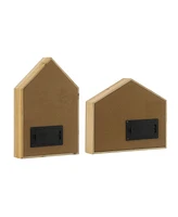 Glitzhome Lighted Father's Day Wooden Table Block Sign, Set of 2